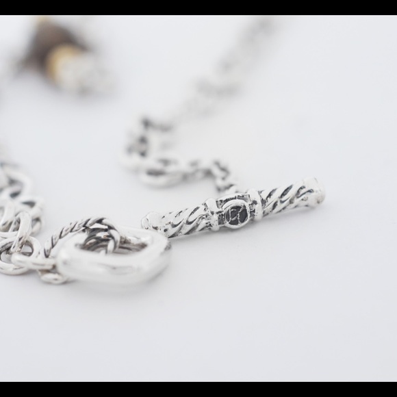 David Yurman 925 Silver 18K Smoky Quartz Bijoux Figaro Toggle Necklace - Picture 5 of 5